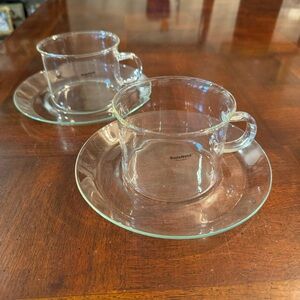 Boda Nova Sweden Clear Glass Mugs Set of 2 Coffee Cups Vintage MCM